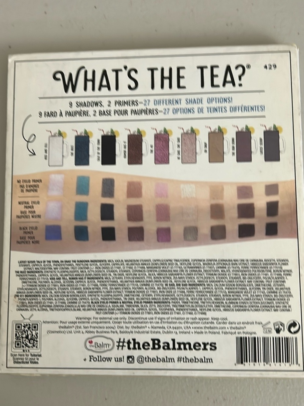 theBalm "What's The Tea?" Ice Tea Eyeshadow Palette - Pink & Aqua Packaging - Picture 2 of 3